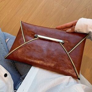 Women's Evening Vintage Clutch Fashion Envelope Bag Phone Pouch PU Leather